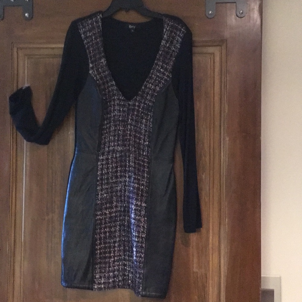 Faux leather and tweed mini dress size L (runs S)